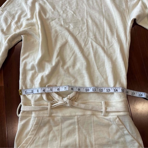Free People FP Beach Cream Sweatshirt Lounge Dress Ribbed Drawstring Size XS - Picture 10 of 10